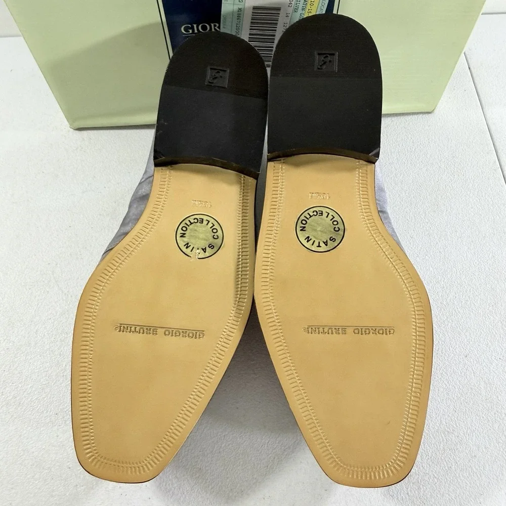 Giorgio Brutini Satin Lusher Slip On Men's Loafers Silver Size 10.5 M NIB